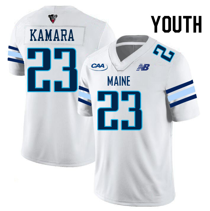 Youth #23 Alhaji Kamara Maine Black Bears College Football Jerseys Stitched Sale-White